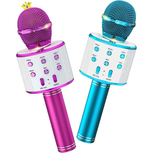 2-pack, wireless Bluetooth karaoke microphone for singing portable handheld microphone speaker machine, Christmas birthday gift