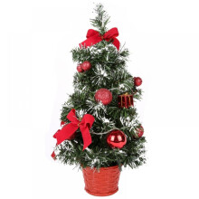Keimprove 15.7" Pre-lit Mini Christmas Tree with Ornaments, LED Lights, Artificial Small Xmas Tree for Home Party Decor