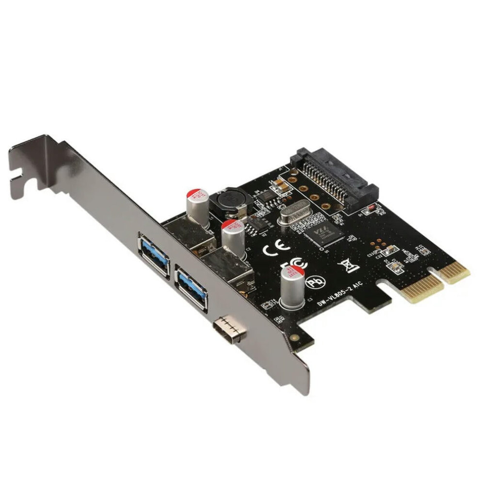 For Usb 3.1 Type-C + 2 Usb 3.0 Type-A + Sata 15Pin Usb Header Pci-E Card Desktop Pci Express To Usb3.1 Adapter Via 9389440408258