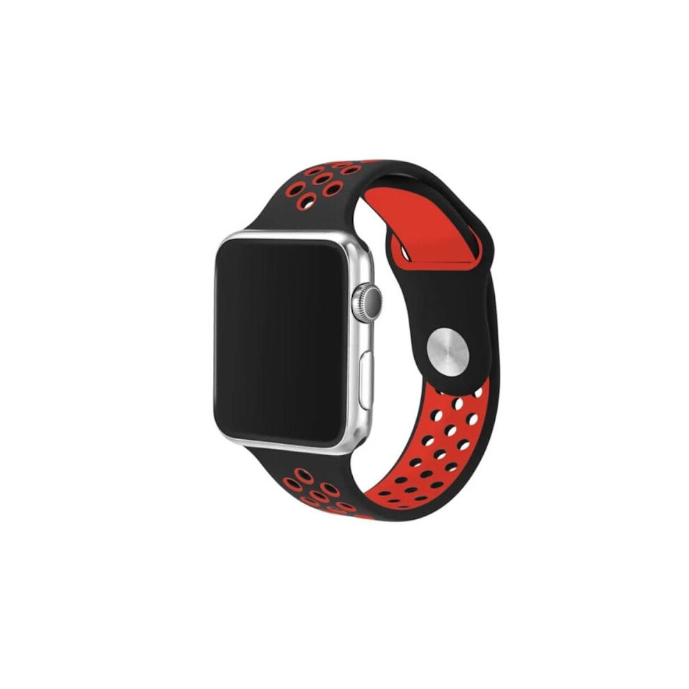 Compatible With Apple Watchwith Apple Watch 4 - 44Mm - Hutechs Stylish Silicone Strap L Black/Red 9389440409408