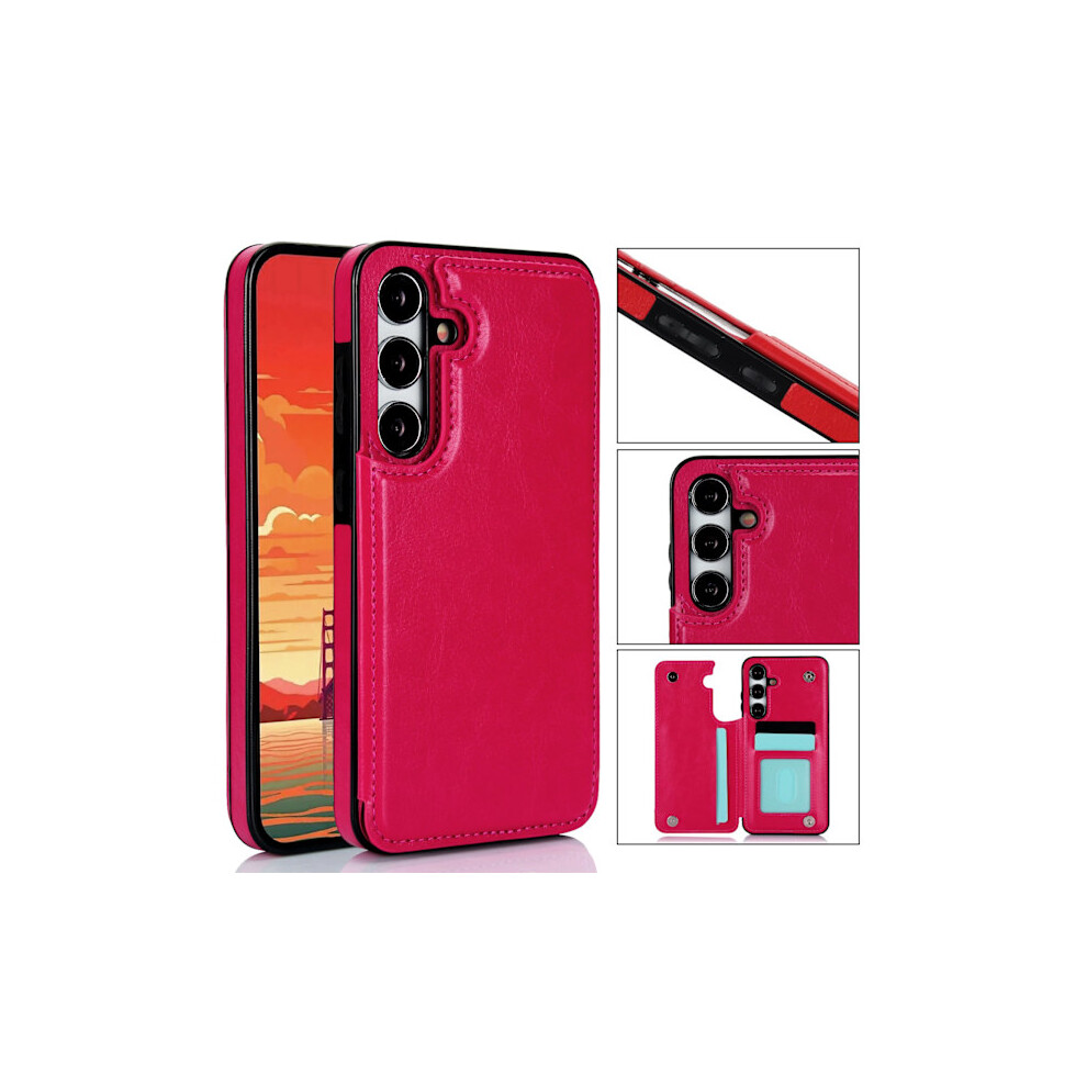 Compatible With Samsung Galaxy S24 - Stylish Case With Wallet/Card Slot Hot Pink 9389440409293