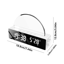 USB In-the-dark Color Mirror Electronic Clock Temperature Alarm Clock Digital Gift Desktop Wake-up Clock, Smart Household Appliances