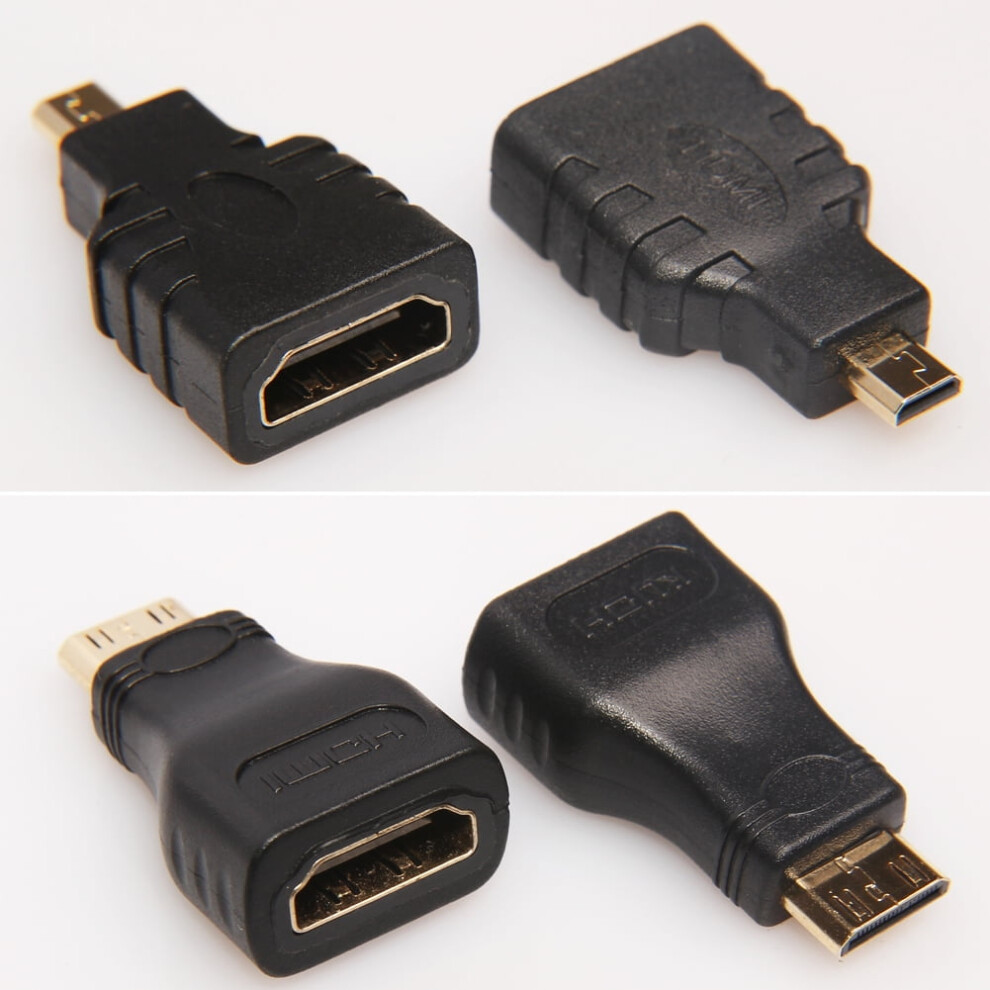 Jixopn Mini Hdmi-Compatible Male To Hdmi-Compatible Female + Micro To Hdmi-Compatible Adapter Connector For Hdtv 9389440809956