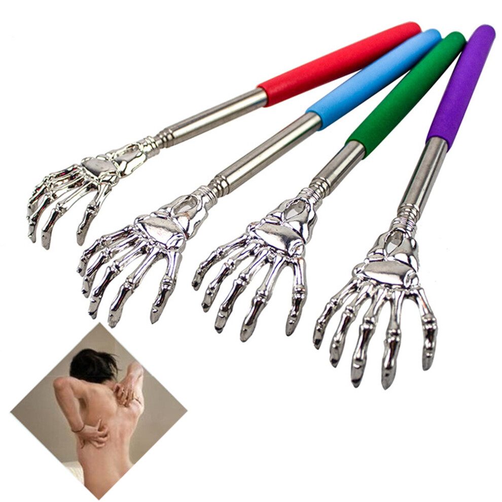Yirtree 4-Pack Telescoping Back Scratcher, Portable Extendable Metal Back Scratchers with Rubber Handles - Hand Massager & Backslap