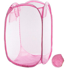 Mesh Popup Laundry Hamper, Foldable Portable Dirty Clothes Basket, Collapsible Laundry Basket for Bedroom, Kids Room, Dormitory & Travel