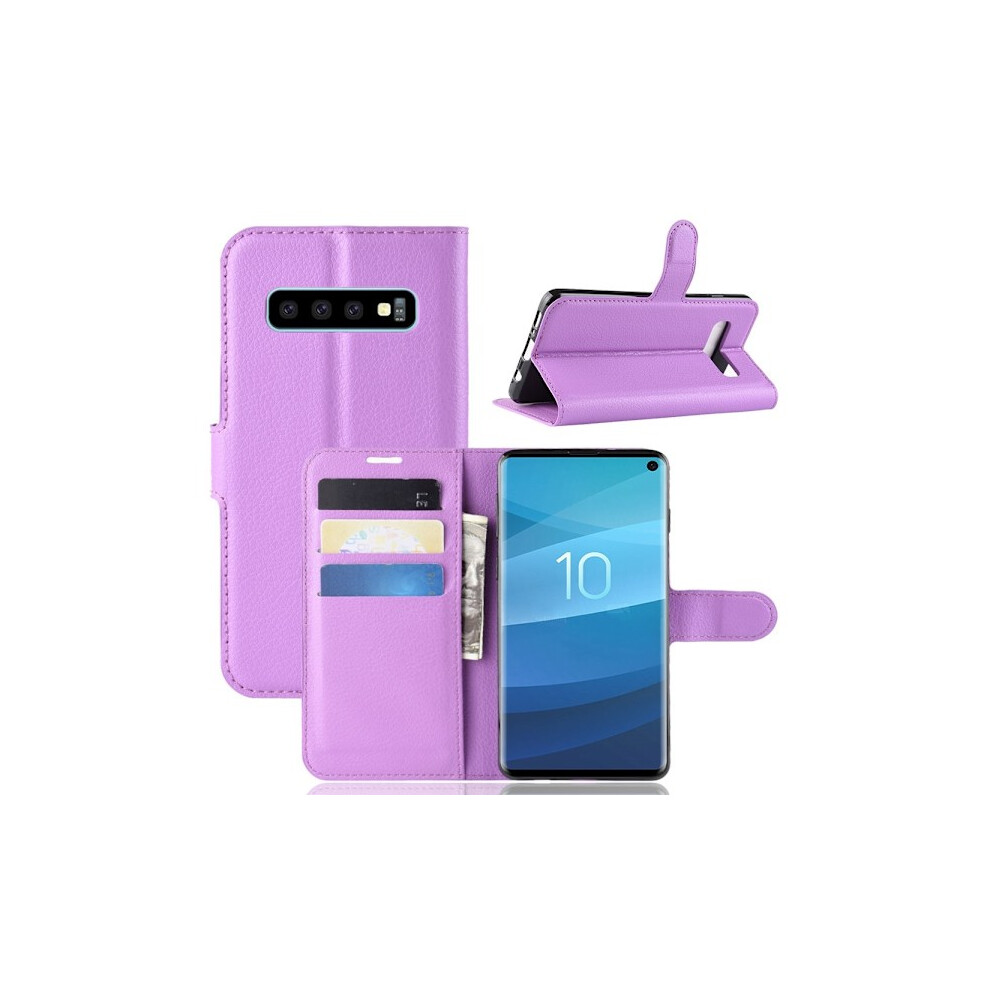 Compatible With Samsung Galaxy S10 - Litchi Wallet Case - Purple 9389440861404