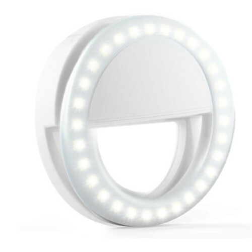 Universal Selfie Lamp / Ring with Different Light Modes White/Silver