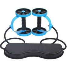 Abdominal Multifunctional Exercise Equipment Ab Wheel Double Roller with Resistance Bands/Knee mat Waist Slimming Trainer at Home Gym