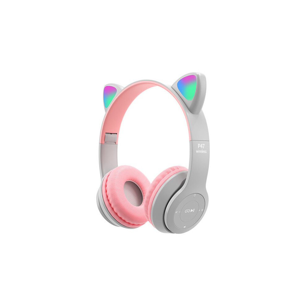 Kids Headphones With Led Kitten Ears (Safe Volume Limit 85 Db) Grey 9389440861695