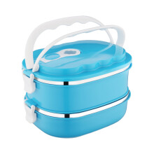 Fnyoxu 2-layer 1800ml Stainless Steel Lunch Box, Rectangular Food Storage Container, Compatible with School & Office Use, Kids' Hot Food Lunch Box