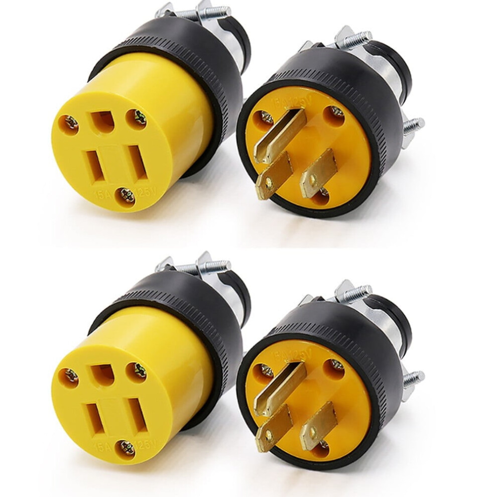 2 Male & 2 Female Replacement Electrical Plug Ends 3 Prong, Extension Cord, Etc 9389440862142