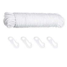 Flagpole Rope Hanging Line Bundling for Camping Outdoor Nylon and Clips Kit Snaps Hooks White