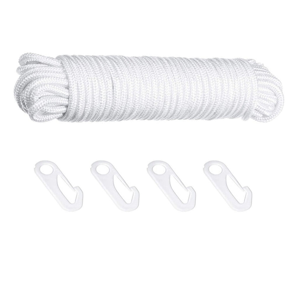 Flagpole Rope Hanging Line Bundling For Camping Outdoor Nylon And Clips Kit Snaps Hooks White 9389440861985