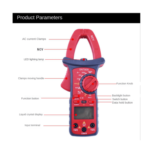 SNT809 Electrical Digital Clamp Meter Double Open Current Clamp Meter High Precision Multimeter 2