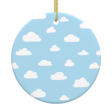 White Clouds Cartoon Blue Christmas Hanging Ornament For Christmas Tree - Holiday Ceramic Hanging Decorations- Xmas Ornament Gift Ideas
