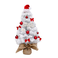 Mini 23.6" White Flocked Christmas Tree with Lights & Pendants, Desktop Xmas Decoration, Home Decor - Compatible with Hiroekza