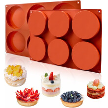 TIFOR 2 Pcs 6-Cavity Silicone Muffin Top Pans, Large Round Baking Molds for Egg, Cloud Bread, Buns, Sandwiches - Bakeware Mold