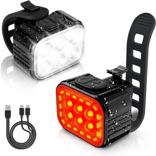 Rechargeable LED Headlight and Tail Light, Black