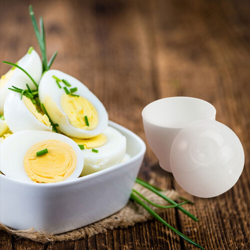 4 Pcs Steamed Egg Cup Container with Lid Eggs Micro-wave Oven White Pp 2
