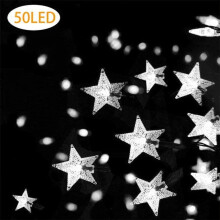 HESHENG Solar String Lights 50LED, 8 Modes, Waterproof, Outdoor/Indoor Decor, Cool White, for Garden, Christmas Tree, Party
