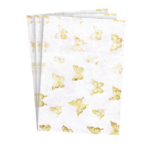 Bzumoot 50 Sheets 20x28in Tissue Paper for Gift Bags, White Metallic Gold with Butterfly Pattern, Compatible with Wrapping, Christmas Wedding