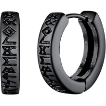 Norse Viking Runes Hoop Earrings For Men Women 12mm Huggie Hoops With Delicate Gift Box(75% Off)_FD10