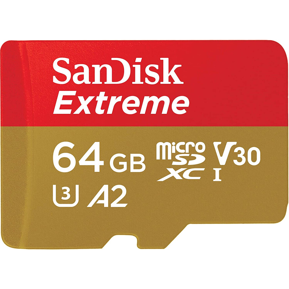 64Gb Extreme Rosdxc Uhs-I Memory With Adapter - Up To 160Mb/S, C10, U3, V30, 4K, A2, Ro Sd - 9389440673052