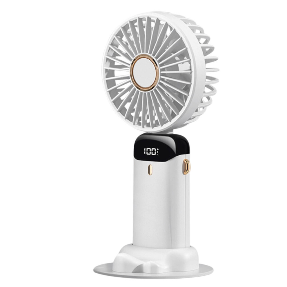 Yobolk Mini Fan Portable, Usb Rechargeable Handheld Folding Fan With 5 Wind Speeds, Led Display, Phone Holder & 5000Mah Power, Compatible With 9110895396834