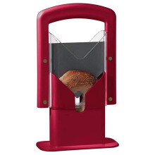 Bagel Slicer with Safety Shield, Stainless Steel Bagel Cutter for Even Slices, Red Durable Base
