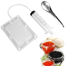 Molecular Gastronomy Kit Caviar Maker with Dropper and Syringe for Quick Spherification 100 Holes