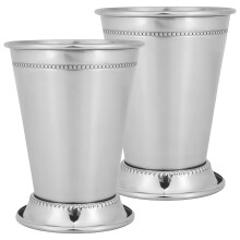 2 Pcs Stainless Steel Cocktail Cups 12 oz Mint Julep Set with Elegant Conical Design Silver Finish