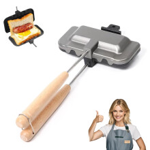 Hot Dog Maker and Sandwich Grill Pan, Nonstick DualSided Even Heating, Foldable Aluminum Press