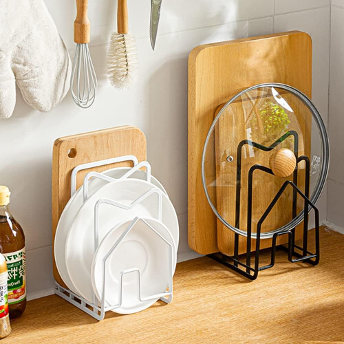 Kitchen cellar organizer shelf without food, beakeware, pots, cutting boards, pan covers black 2