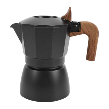Stovetop Espresso Maker 2 Cup Aluminum Moka Pot Dual Valve Fast Brewing with Wooden Handle 100ML