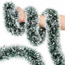 Yhmxh 9.8ft Christmas Tinsel Garland, Dark White Metallic Twist Streamers, Compatible with Christmas Tree, Mantel, Stairs, Fireplace Decor