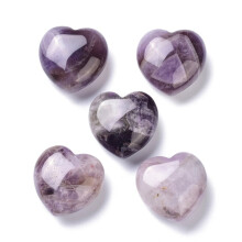 Natural Amethyst Heart Love Stone Pocket Palm Stone for Reiki Balancing