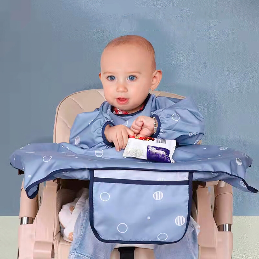 Baby Feeding Bib, Polyester Waterproof Coverall with Long Sleeves, Comfortable & Practical for 1-3 Years Old Toddlers