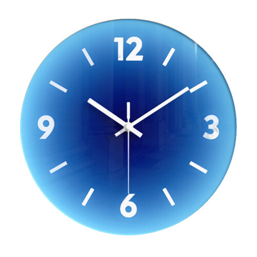 Modern Frameless Wall Clock with Tempered Glass, Quiet Quartz Movement, Battery Operated