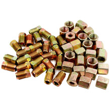25 Sets Brake Pipe Fittings Tube Joints Line Nuts Adapter Connector Galvanized Iron