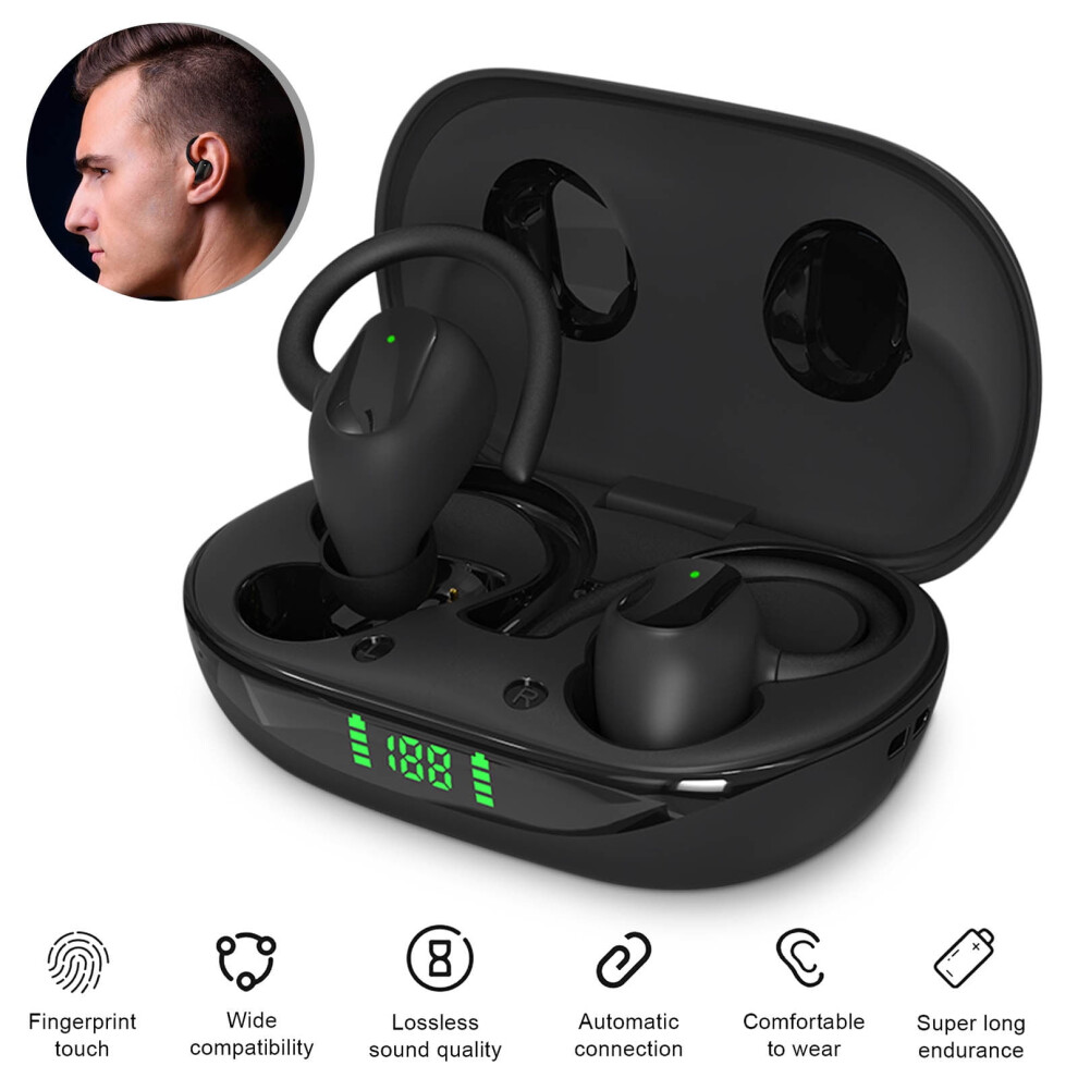 Eqwljwe New 5.1 Bluetooth Earphones Wireless Earbud Headset Sports Ear Buds Noise Cancelling Comfortable Ipx6 Waterproof Wireless Stereo Earphones 9389440414457