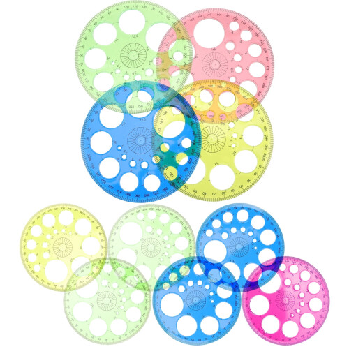 10 Pcs Circle Protractor Measuring Ruler Geometric Practical Tool Plastic Student Office