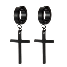 Christmas Men Women Stainless Steel Cross Earrings Set Dangle Hinged Earrings of Dangle Hinged Earrings Cross Hoop Earrings