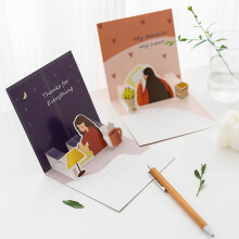 Hesroicy 1 Set 3D Greeting Cards, Foldable Smooth Writing Decorative Paper, Thank You for Teacher's Day, Home Decor