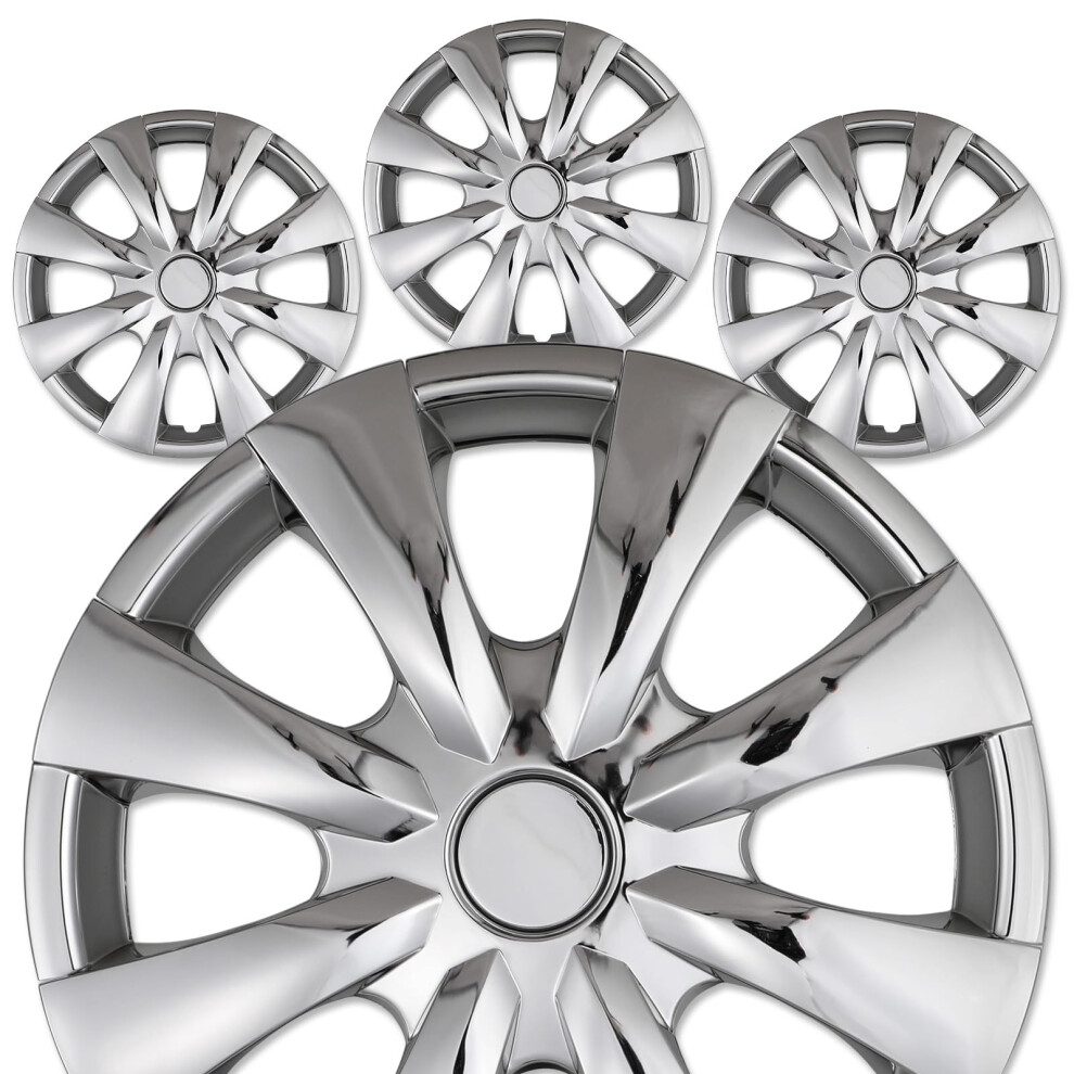 15 Inch Chrome Hubcaps For Toyota Corolla 20092019, Wheel Covers Set Of 4 9070919150067