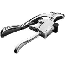 Garlic Press, Manual Zinc Alloy Garlic Mincer with Scraper, Easy to Squeeze & Clean, Ergonomic Handle (Silver, 1PC)