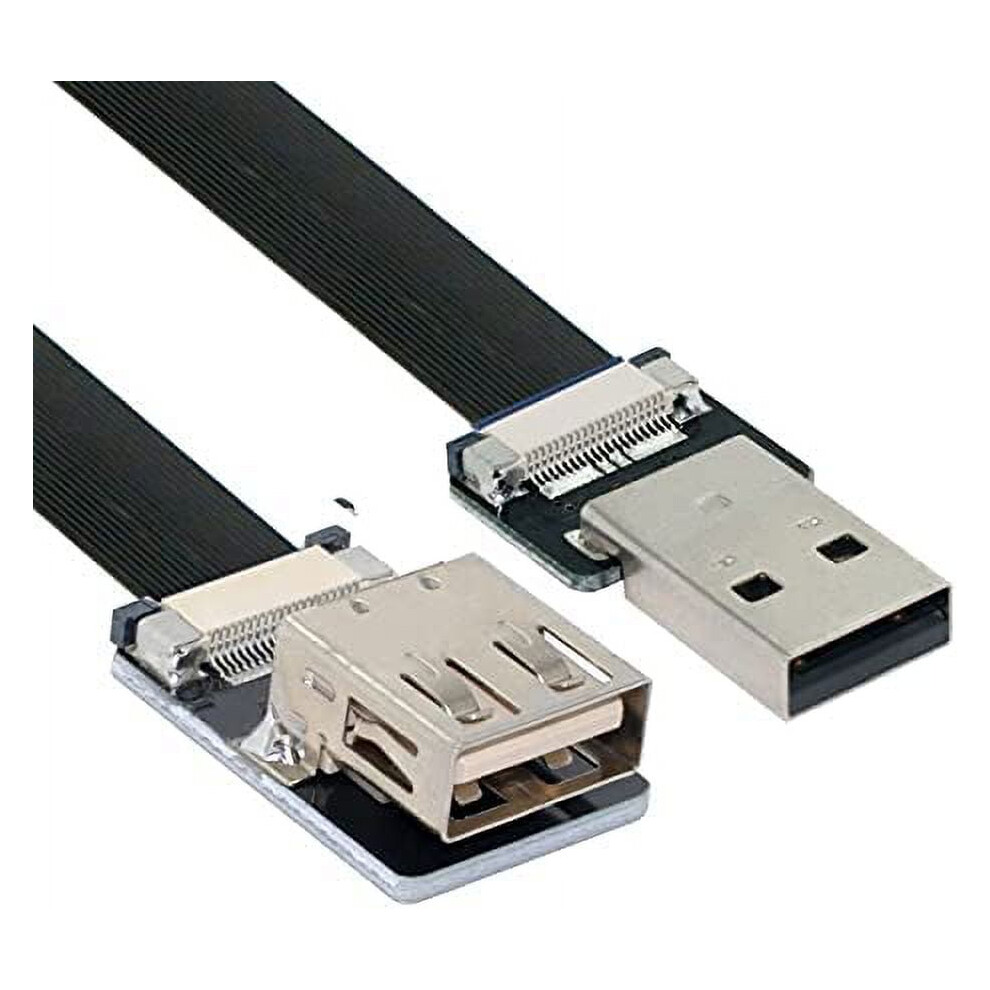 Usb 2.0 Type-A Male To Female Extension Data Flat Slim Fpc Cable For Fpv & Disk & Scanner & Printer 20Cm 9389440590687