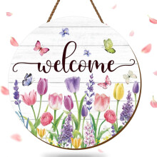 WinysinFlower Home Decoration Wooden Door Signs Circular Signs Creative Decorative Signs Home Furnishings