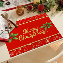 Uclet Placemat Waterproof Red Christmas Placemats for Dining Table 32 X 21 Cm Seasonal Winter Xmas Snowflakes Holiday Washable Table Mats