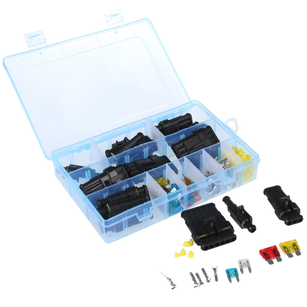 Mizh 10 Kit 4 Pin Way Amp Superseal Ip67 Waterproof Connector Pa66 Nylon Housing Terminal Sockets Conn Plug 1.5Mm Series 20-14Awg Black 9389440674639