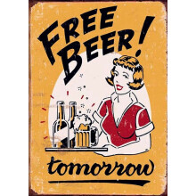 free beer joke, retro Metal Aluminium Sign/plaque man cave pub bar home garage shed Size: 8 x 12 inch